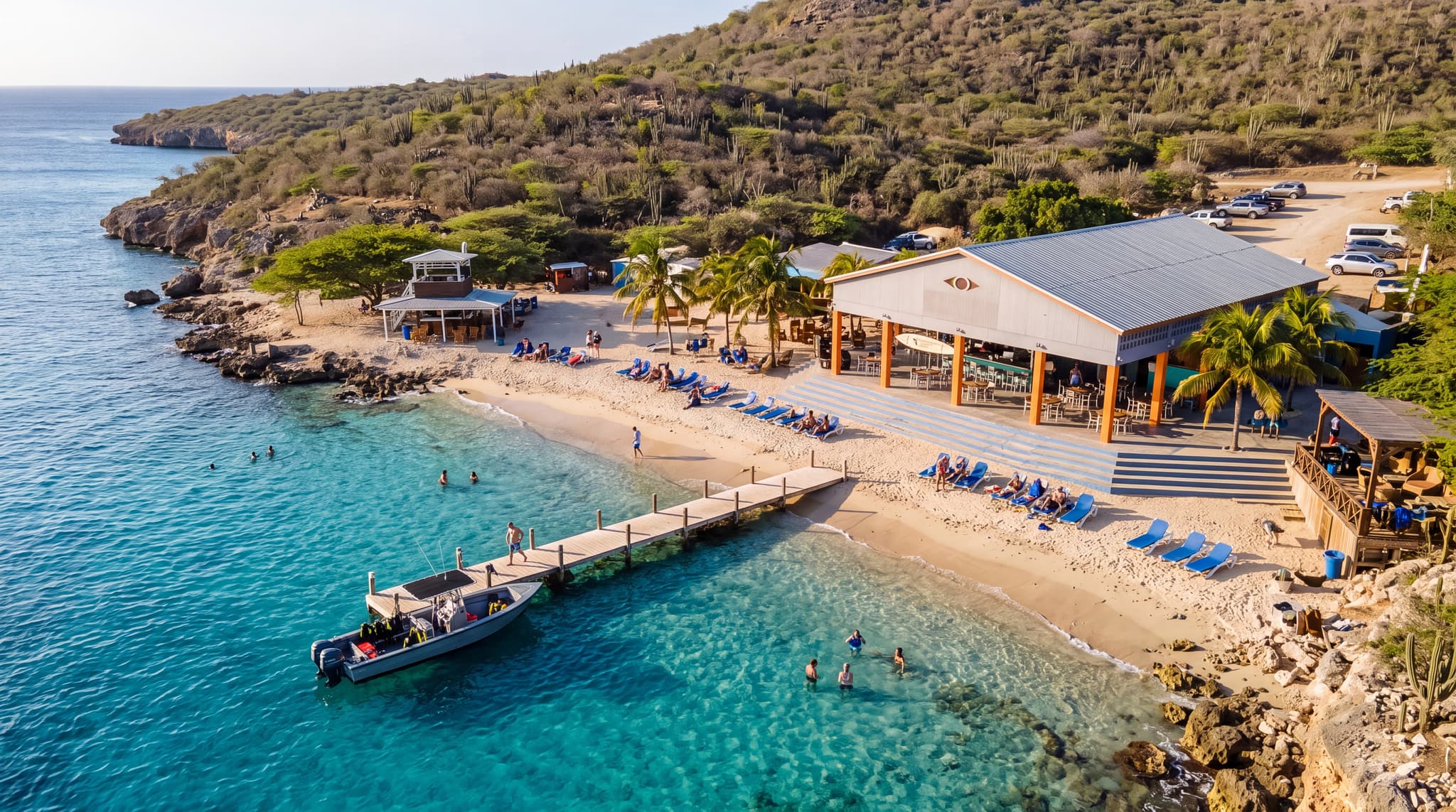 Kokomo Beach (Vaersenbaai) beach in Curacao. lively